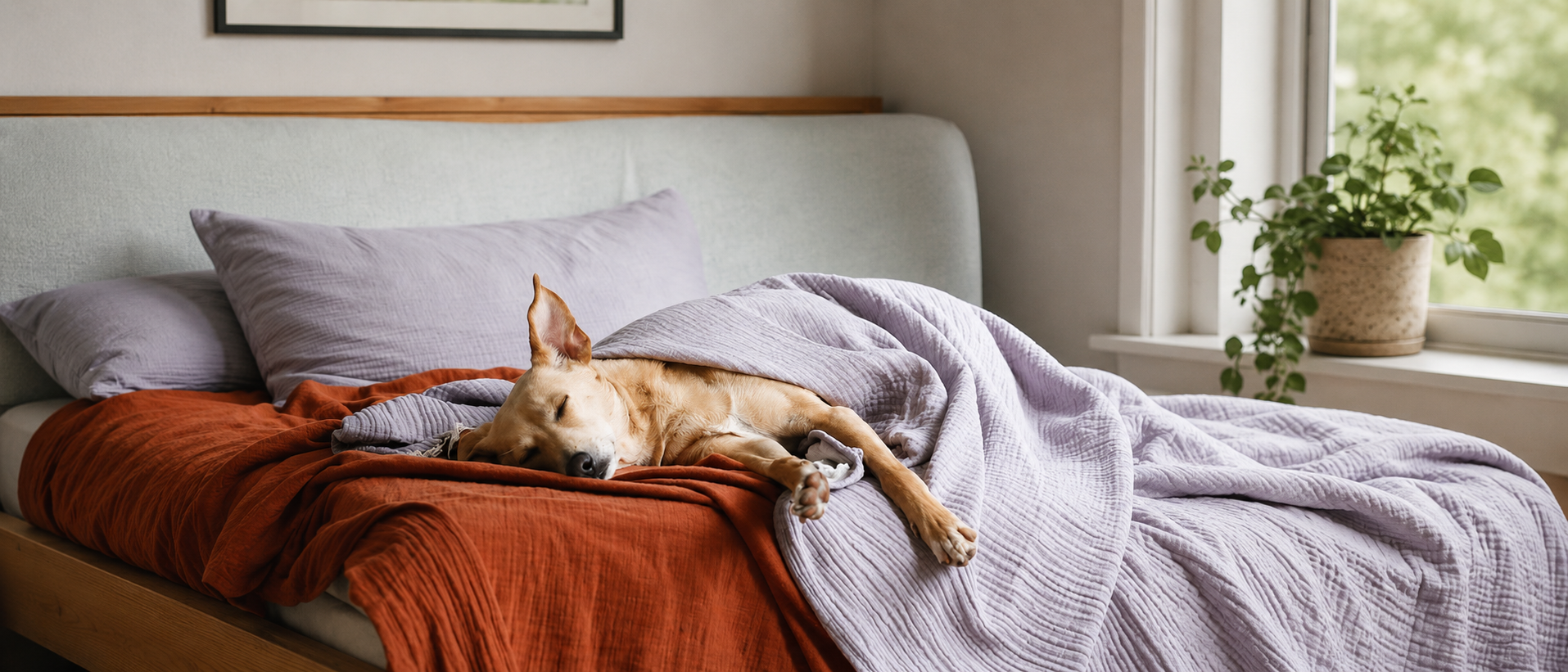 Pet relaxing comfortably at home